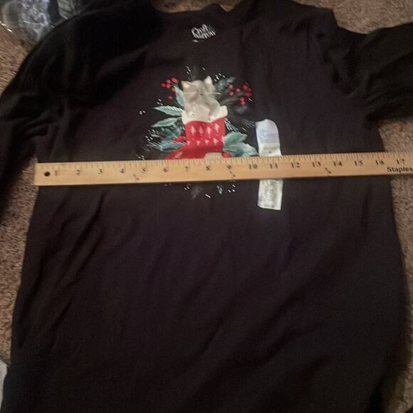 Women's Croft & Barrow Holiday Long Sleeve NEW SZ M black long sleeve Christmas - Picture 10 of 10